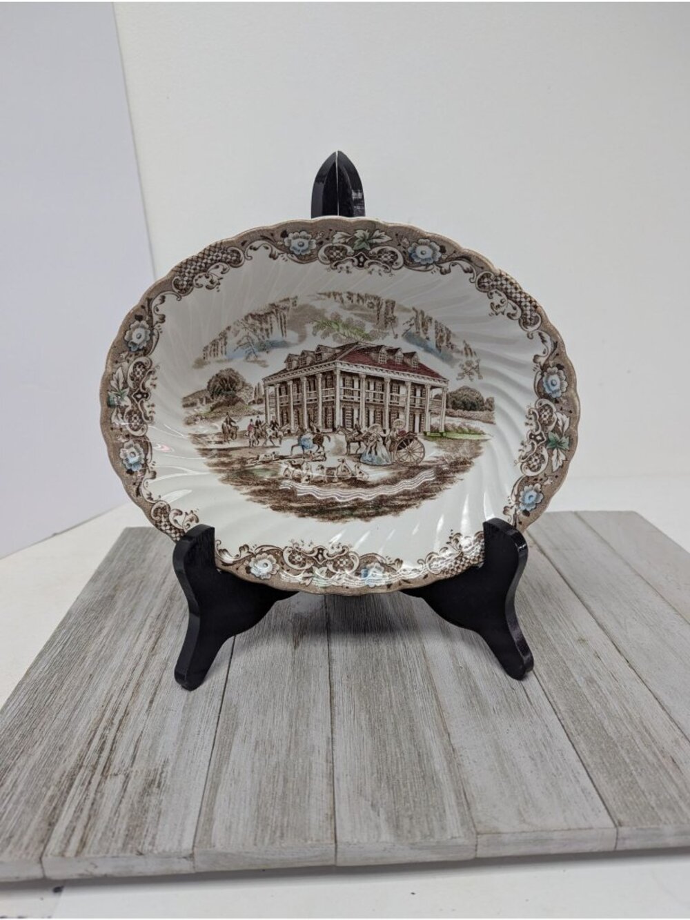 Vintage Heritage Hall Southern Plantation Ironstone Oval Serving Bowl 4411